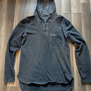 Affliction Men's Black Hooded Henley Sweatshirt